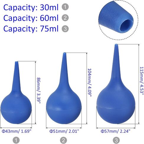 M METERXITY 3 Pack Dust Ball Air Blower - Equipment Cleaning Rubber Remove Dust & Transfer Liquid, Apply to Computer/Camera Lens/Plants (30mL/ 60mL/ 75mL, Blue) in Saudi Arabia