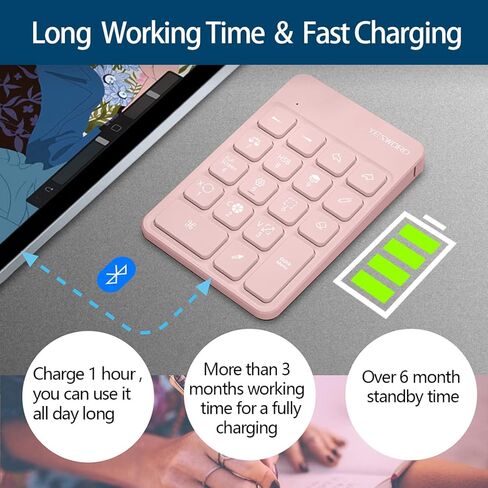 YESWORD X-18، لوحة مفاتيح Procreate لجهاز iPad، اختصار، بلوتوث لاسلكي، قابلة لإعادة الشحن (أبيض) in Kuwait