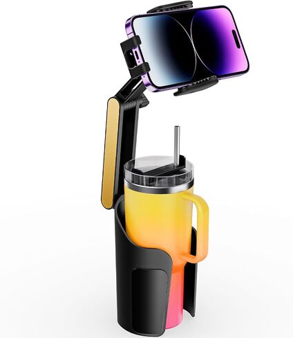 TAZENI Cup Holder Phone Mount for Car Bottle Friendly Cup Phone Holder for Car High Adjustable Cell Phone Cup Holder Expander for Car Easy Install & Sturdy & Durable Fit All 4-7‘’ - Gold in Saudi Arabia
