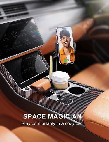 TAZENI Cup Holder Phone Mount for Car Bottle Friendly Cup Phone Holder for Car High Adjustable Cell Phone Cup Holder Expander for Car Easy Install & Sturdy & Durable Fit All 4-7‘’ - Gold in Saudi Arabia
