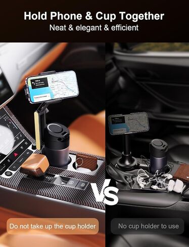 TAZENI Cup Holder Phone Mount for Car Bottle Friendly Cup Phone Holder for Car High Adjustable Cell Phone Cup Holder Expander for Car Easy Install & Sturdy & Durable Fit All 4-7‘’ - Gold in Saudi Arabia