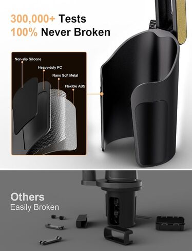 TAZENI Cup Holder Phone Mount for Car Bottle Friendly Cup Phone Holder for Car High Adjustable Cell Phone Cup Holder Expander for Car Easy Install & Sturdy & Durable Fit All 4-7‘’ - Gold in Saudi Arabia