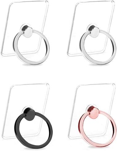 Earea Cell Phone Ring Holder Stand, Transparent Phone Ring Holder 360° Rotation Finger Ring Grip Phone Ring Stand (2Silver+1Black+1Rose Gold) in Saudi Arabia