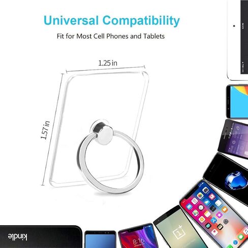 Earea Cell Phone Ring Holder Stand, Transparent Phone Ring Holder 360° Rotation Finger Ring Grip Phone Ring Stand (2Silver+1Black+1Rose Gold) in Saudi Arabia