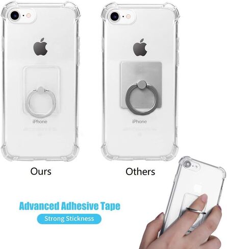 Earea Cell Phone Ring Holder Stand, Transparent Phone Ring Holder 360° Rotation Finger Ring Grip Phone Ring Stand (2Silver+1Black+1Rose Gold) in Saudi Arabia