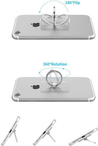 Earea Cell Phone Ring Holder Stand, Transparent Phone Ring Holder 360° Rotation Finger Ring Grip Phone Ring Stand (2Silver+1Black+1Rose Gold) in Saudi Arabia