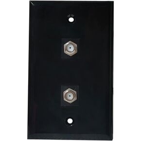 1 Port Coax Cable Wall Plate Glossy Black - Single Gang TV Coax F-Type Outlet Cover Plate for Coaxial Cable in Kuwait