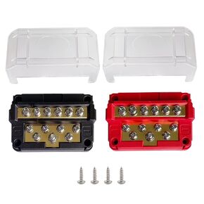 Ampper 4" Bus Bar, 2 M6 Studs 6 M4 Screws Ground Distribution Block, Black in Saudi Arabia