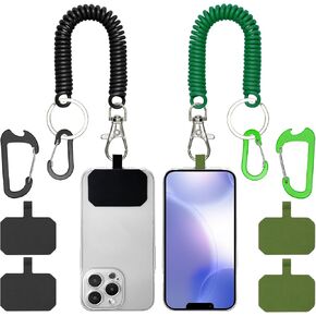 HOTEMIA Phone Tether Lanyard مضاد للسرقة حزام الهاتف مع حلقة تسلق مضادة للسقوط في الهواء الطلق التزلج المشي لمسافات طويلة ركوب الدراجات الصيد تسلق تناسب iPhone ومعظم الهواتف المحمولة (أسود + أسود)