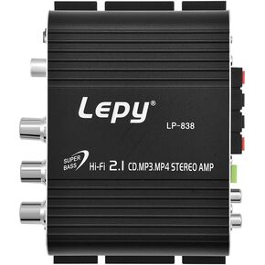 مضخم صوت ستيريو، مضخم صوت ستيريو صغير 2.1 بقوة هاي فاي، مضخم رقمي للسيارة، MP3، MP4، مشغلات الأقراص المضغوطة، مكبرات صوت سلبية (أسود) in Kuwait