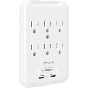 Outlet with USB High Speed Charger Totally 3.4A Charging Capability,Duplex Receptacle 15 Amp, Tamper Resistant Wall Socket USB Outlet,Child Proof Safety,2 Wall Plate Included,Gray and White (2Pack)
