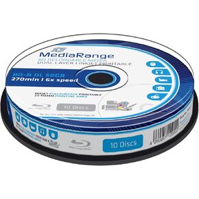 MediaRange BD-R 50GB Printable MR509 Single Side, Double Layer, Color White
