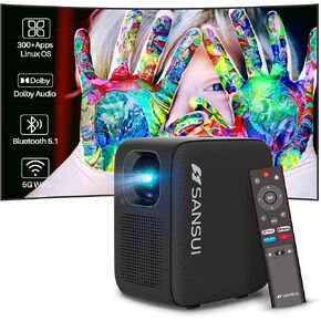 SANSUI Portable Projector with WiFi and Bluetooth, 1080P Smart Projector Netflix-Licensed,10000 Lumens,Auto Keystone Correction,Hi-Fi Audio HDR 10 for Home Theatre Outdoor Movies/ in Kuwait