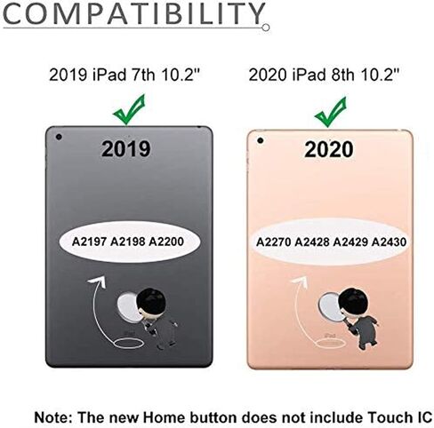 Touch Screen Replacement for iPad 7th 8th Generation Digitizer 10.2", Only for 7th 8th Gen A2197 A2198 A2200,A2270, A2428, A2429, A2430 with Home Button & Tool Repair Kit - White/Silver in Kuwait