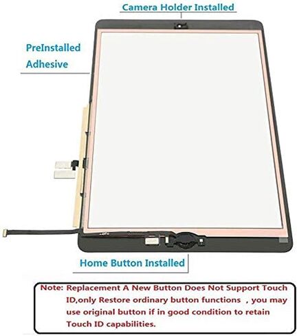 Touch Screen Replacement for iPad 7th 8th Generation Digitizer 10.2", Only for 7th 8th Gen A2197 A2198 A2200,A2270, A2428, A2429, A2430 with Home Button & Tool Repair Kit - White/Silver in Kuwait
