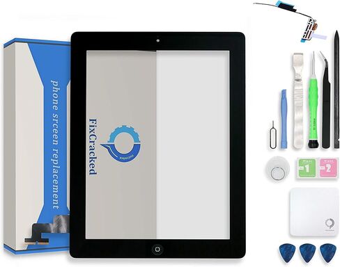 Fixcracked Touch Screen Replacement Parts Digitizer Glass Assembly for Ipad 2 + WIFI Antenna Cable and Professional Tool Kit(Black） in Saudi Arabia