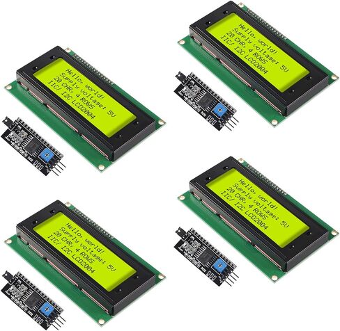 4 قطع إلكترونيات LCD2004 وحدة عرض شاشة LCD2004 2004 2004 20×4 5 فولت شخصية أصفر أخضر اللون شاشة LCD عرض مع وحدة محول واجهة تسلسلي IIC I2C in Kuwait