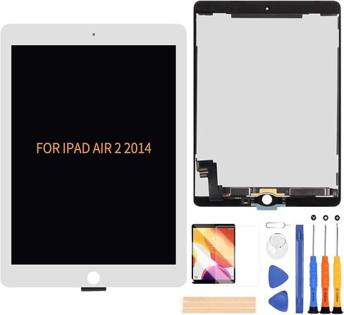A-MIND for iPad Air 2 9.7" A1566 A1567 2014 2nd Gen LCD Display Touch Screen Digitizer Replacement Assembly Tablet Front Panel & LCD Screen Repair,with Tool Set + Screen Protector (White) in Kuwait
