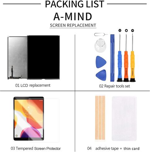 A-MIND for iPad Air 2 9.7" A1566 A1567 2014 2nd Gen LCD Display Touch Screen Digitizer Replacement Assembly Tablet Front Panel & LCD Screen Repair,with Tool Set + Screen Protector (White) in Kuwait