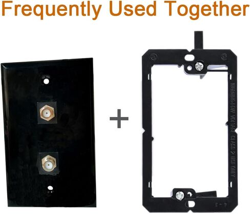 1 Port Coax Cable Wall Plate Glossy Black - Single Gang TV Coax F-Type Outlet Cover Plate for Coaxial Cable in Kuwait