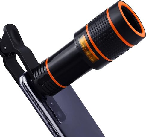 عدسة كاميرا سوداء للهاتف الخلوي 12X بعدسة مقربة عالمية عالية الدقة متوافقة مع هاتف آيفون سامسونج أندرويد الذكي in Kuwait