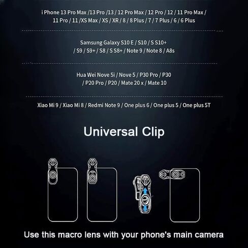 Phone Camera Lens, Macro Lens for iPhone, Macro Photography Lens for Smartphone, Samsung, Galaxy, Oneplus, Android Phone, Cell Phone Macro Lens Attachment in Saudi Arabia