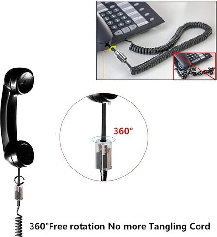ZZLZX Telephone Cord Detangler 3PCS Black Anti-Tangle Telephone Handset Cable 360 Degree Rotating Landline Swivel Cord, Phone Cord Detangler in Saudi Arabia