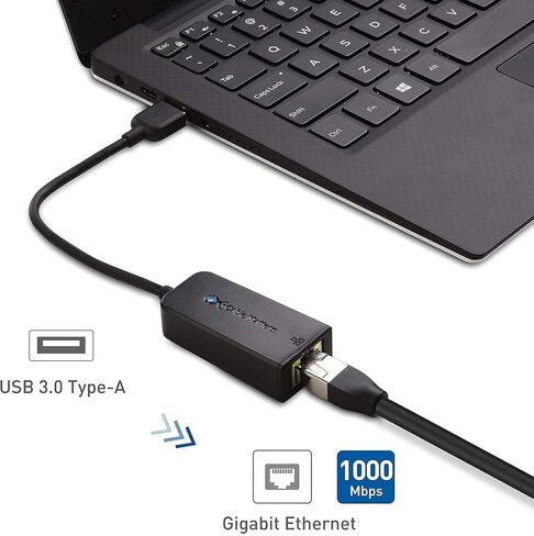 كابل يهم محول USB إلى إيثرنت (USB 3.0 إلى إيثرنت) يدعم شبكة إيثرنت 10/100/1000 ميجابت في الثانية باللون الأسود وكابل إيثرنت Cat6 بدون مشبك in Kuwait