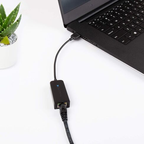 كابل يهم محول USB إلى إيثرنت (USB 3.0 إلى إيثرنت) يدعم شبكة إيثرنت 10/100/1000 ميجابت في الثانية باللون الأسود وكابل إيثرنت Cat6 بدون مشبك in Kuwait