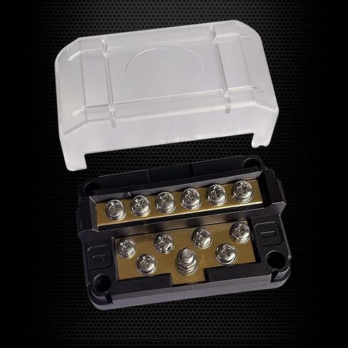 6 Terminals Bus Bar, Ampper 4" Ground Distribution Block Brass Battery BusBar Junction for Car Vehicle Rv Truck Marine Boat Audio Amplifier and More (Black) in Saudi Arabia