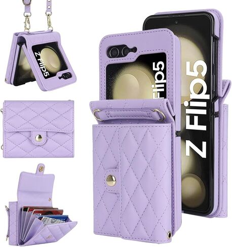 XIZYO for Samsung Galaxy Z Flip 5 Case, Samsung Z Flip 5 Case with Ring Cute Aesthetic Leather Case for Women Men Diamond-Shaped Pattern Shockproof Protective Bumper Cover, White in Kuwait