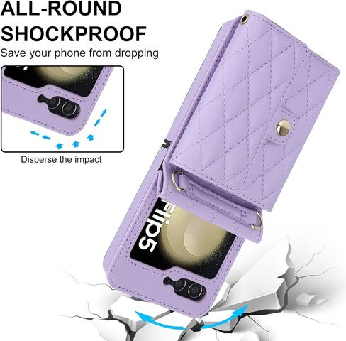 XIZYO for Samsung Galaxy Z Flip 5 Case, Samsung Z Flip 5 Case with Ring Cute Aesthetic Leather Case for Women Men Diamond-Shaped Pattern Shockproof Protective Bumper Cover, White in Kuwait