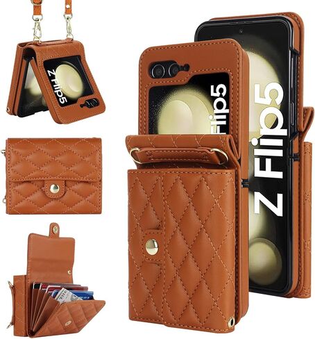 حافظة XIZYO لهاتف Samsung Galaxy Z Flip 5، حافظة Samsung Z Flip 5، حافظة جلدية جمالية لطيفة للنساء والرجال، غطاء واقٍ مقاوم للصدمات على شكل ألماس، أسود in Kuwait
