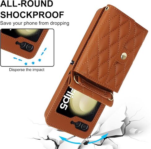 حافظة XIZYO لهاتف Samsung Galaxy Z Flip 5، حافظة Samsung Z Flip 5، حافظة جلدية جمالية لطيفة للنساء والرجال، غطاء واقٍ مقاوم للصدمات على شكل ألماس، أسود in Kuwait