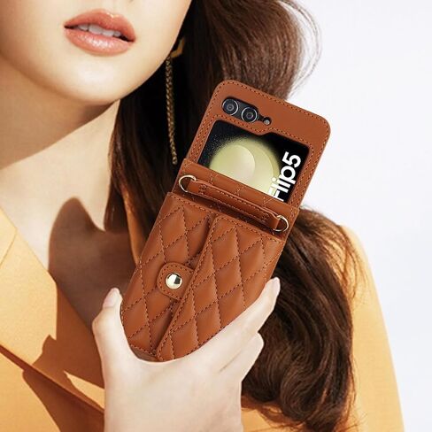حافظة XIZYO لهاتف Samsung Galaxy Z Flip 5، حافظة Samsung Z Flip 5، حافظة جلدية جمالية لطيفة للنساء والرجال، غطاء واقٍ مقاوم للصدمات على شكل ألماس، أسود in Kuwait