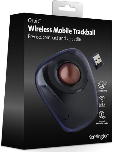 Kensington Orbit Wireless Mobile Trackball, 2.4 Ghz Frequency/30 Ft Wireless Range, Left/Right Hand Use, Black/red in Saudi Arabia