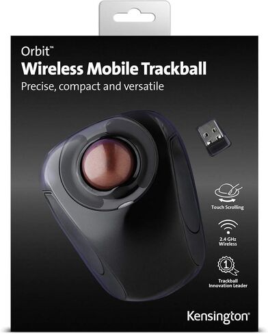 Kensington Orbit Wireless Mobile Trackball, 2.4 Ghz Frequency/30 Ft Wireless Range, Left/Right Hand Use, Black/red in Saudi Arabia
