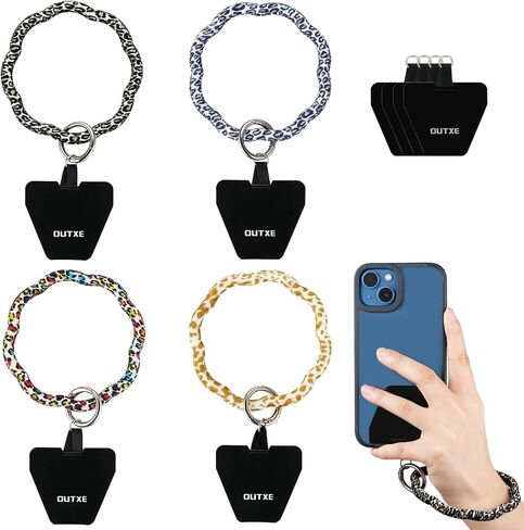 OUTXE Phone Wrist Strap - 8 × Phone Tether Tabs, 4 × Silicone Phone Wrist Lanyard, Women Phone Wristlet Strap Compatible with All Smartphone in Saudi Arabia