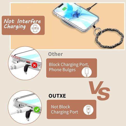 OUTXE Phone Wrist Strap - 8 × Phone Tether Tabs, 4 × Silicone Phone Wrist Lanyard, Women Phone Wristlet Strap Compatible with All Smartphone in Saudi Arabia