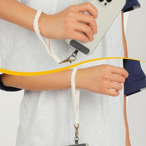 DIVINA VITAE Boho Macrame Lanyard للهاتف المصنوع يدويًا مع حزام معصم للهاتف مع شريط معصم لحافظة الهاتف للنساء والفتيات (2 أسود + 2 أبيض) in Saudi Arabia