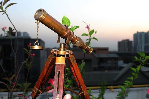 تلسكوب سفر 25.4 سم من باريجات هانديكرافت مع حامل ثلاثي ثابت تلسكوب نحاسي عتيق على تلسكوب حامل ثلاثي القوائم للديكور المنزلي وإكسسوارات الطاولة والسفر، إكسسوار للمشي لمسافات طويلة مثالي in Kuwait
