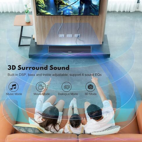 مكبر صوت 2.1 قناة مع مضخم صوت مدمج من ووجري، قضبان صوت صغيرة 80 واط 24 انش للتلفزيون ومكبرات صوت التلفزيون المنزلية تدعم البلوتوث وHDMI - ايه ار سي، بصري، ايه يو اكس، مدخل خط داخلي، USB in Kuwait
