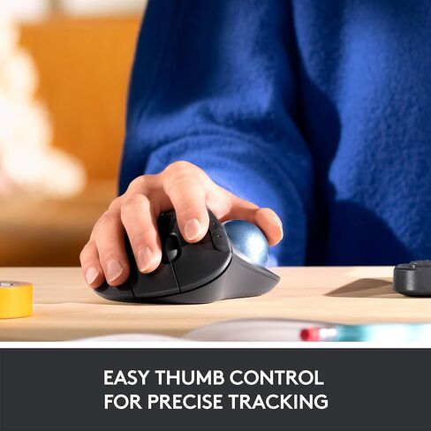 Logitech ERGO M575 Wireless Trackball Mouse - Easy thumb control, precision and smooth tracking, ergonomic comfort design, for Windows, PC and Mac with Bluetooth and USB capabilities - Graphite in Saudi Arabia