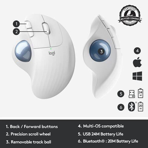 لوجيتك Ergo M575 ماوس كرة التتبع اللاسلكي للأعمال - جرافيت | تحكم سهل بالإبهام، تصميم مريح، Logi Bolt مؤمن، بلوتوث، معتمد عالميًا، متوافق مع Windows Mac Chrome Linux in Kuwait