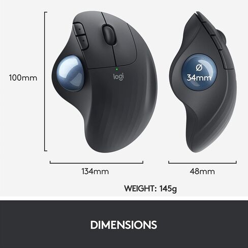 Logitech ERGO M575 Wireless Trackball Mouse - Easy thumb control, precision and smooth tracking, ergonomic comfort design, for Windows, PC and Mac with Bluetooth and USB capabilities - Graphite in Saudi Arabia