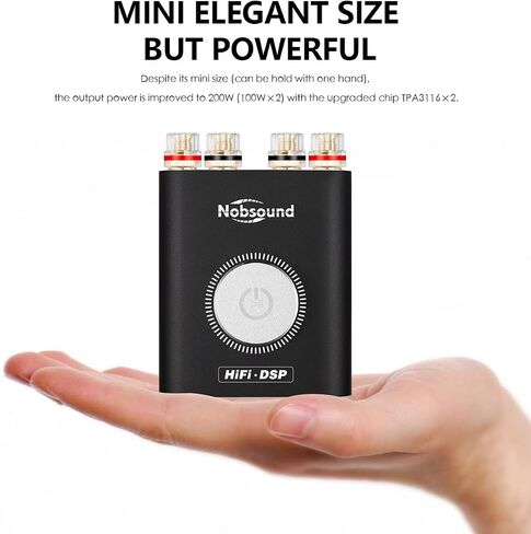 Nobsound NS-20G 200W Mini Bluetooth 5.0 Power Amplifier 2.0 Channel Wireless Receiver Hi-Fi DSP Stereo Headphone Audio Amp LED Display (Black) in Saudi Arabia