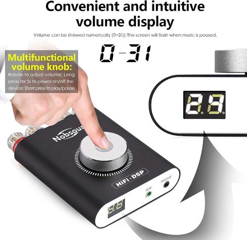 Nobsound NS-20G 200W Mini Bluetooth 5.0 Power Amplifier 2.0 Channel Wireless Receiver Hi-Fi DSP Stereo Headphone Audio Amp LED Display (Black) in Saudi Arabia