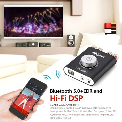 Nobsound NS-20G 200W Mini Bluetooth 5.0 Power Amplifier 2.0 Channel Wireless Receiver Hi-Fi DSP Stereo Headphone Audio Amp LED Display (Black) in Saudi Arabia