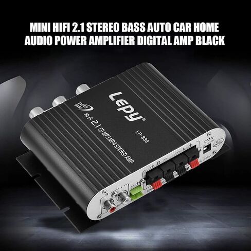 مضخم صوت ستيريو، مضخم صوت ستيريو صغير 2.1 بقوة هاي فاي، مضخم رقمي للسيارة، MP3، MP4، مشغلات الأقراص المضغوطة، مكبرات صوت سلبية (أسود) in Kuwait