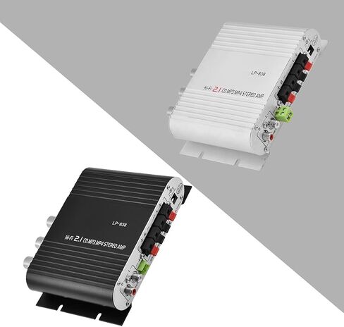 مضخم صوت ستيريو، مضخم صوت ستيريو صغير 2.1 بقوة هاي فاي، مضخم رقمي للسيارة، MP3، MP4، مشغلات الأقراص المضغوطة، مكبرات صوت سلبية (أسود) in Kuwait